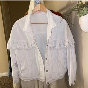 White ruffle jean jacket